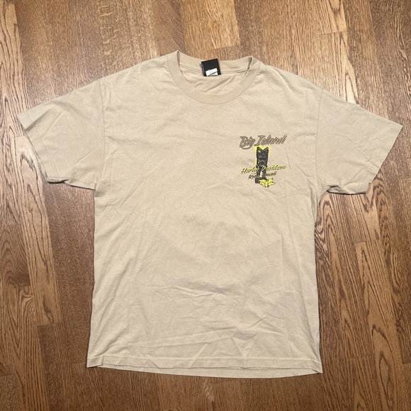 Harley Davidson Motorcycle Kona Hawaiia Pinup Girl Tan Beige T Shirt Mens Large - Picture 2 of 10
